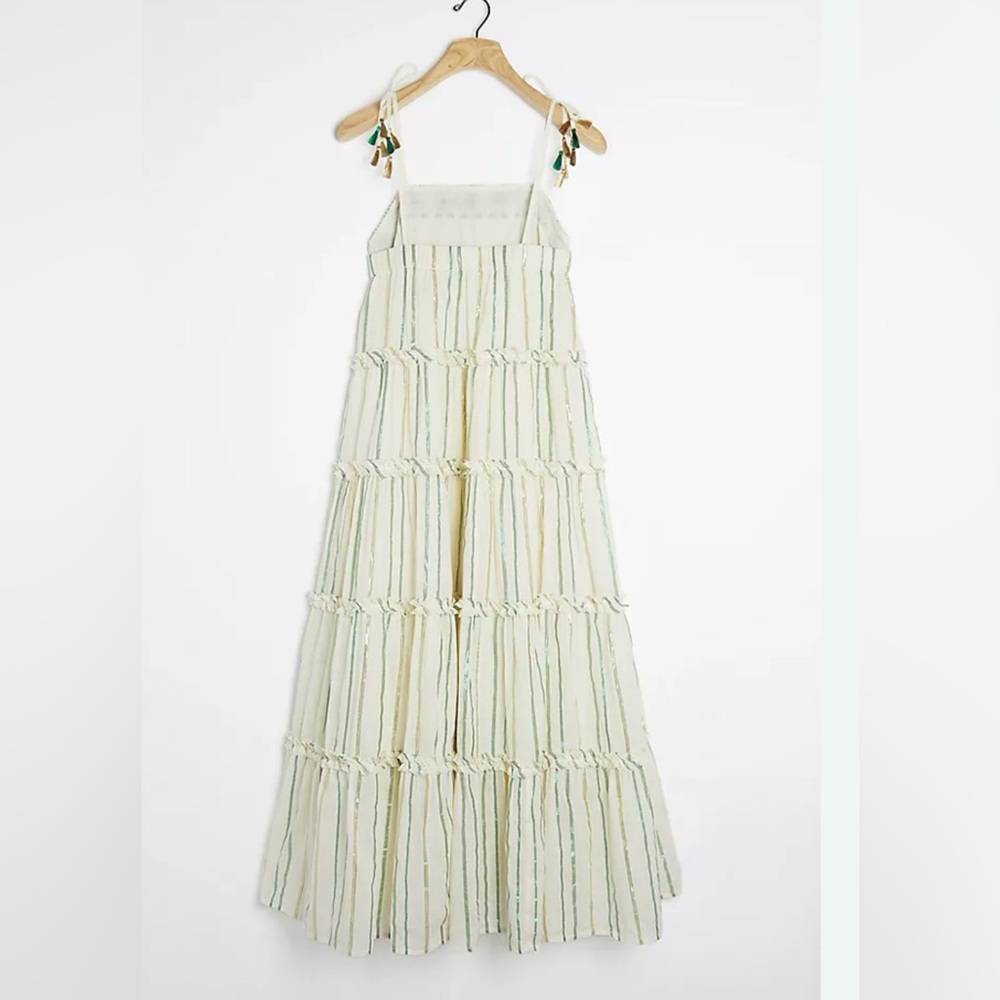 Anthropologie Safa Tiered Shimmer Midi‎ dress size Small - Picture 3 of 11
